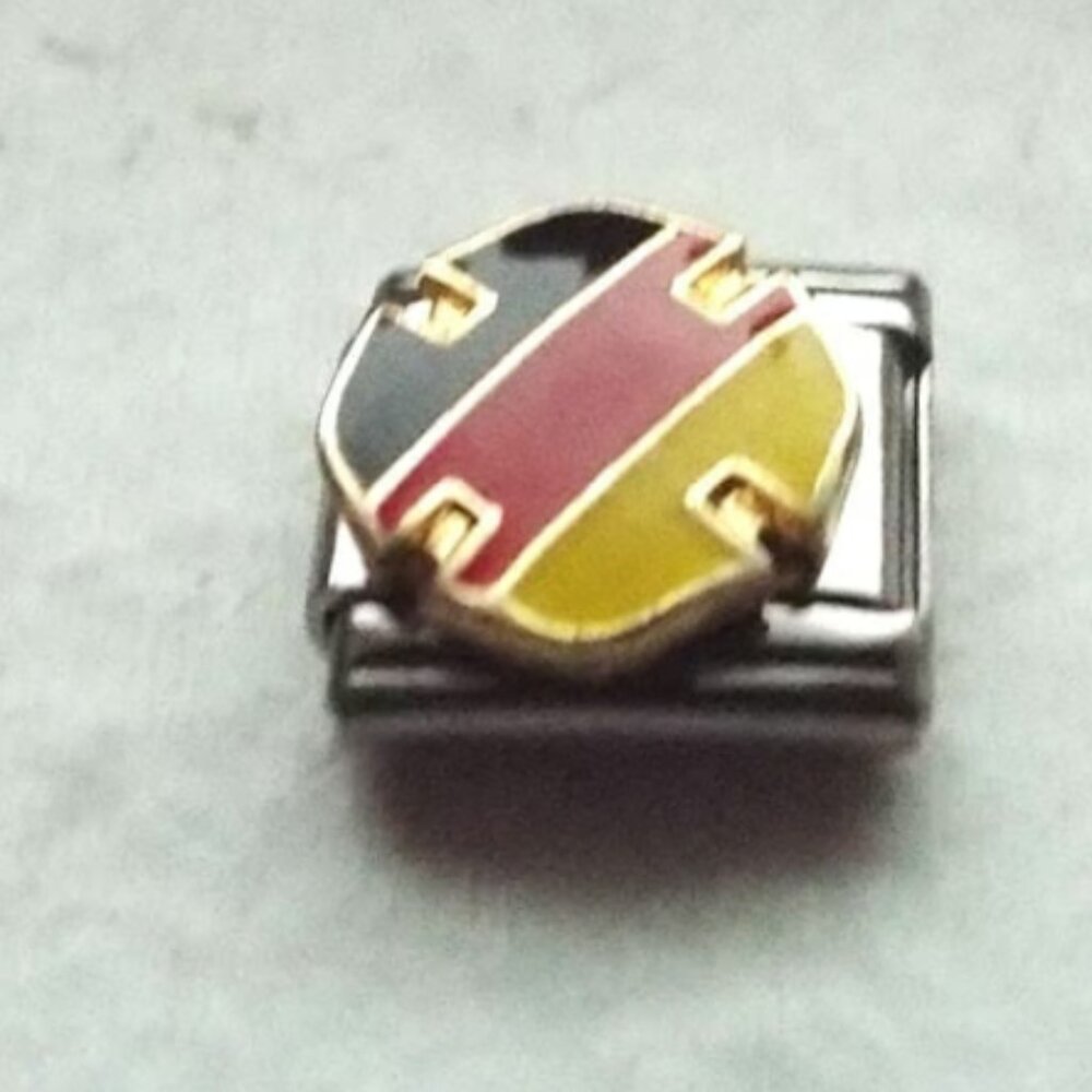Round enamel German flag colors 9mm stainless steel italian charm bracelet link
